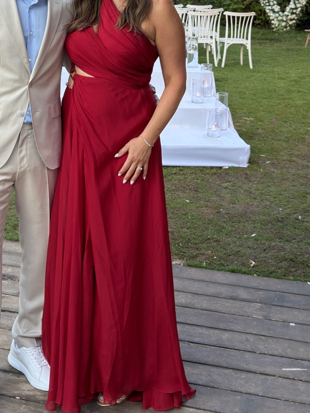 Cult Gaia Zan Gown Merlot Silk One-Shoulder Cutout Dress Size 8 - Picture 2 of 2
